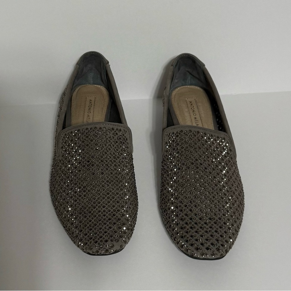 ANTONIO MELANI Gray Rhinestone Flats
